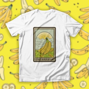 Camisa de plátano, la camisa de la carta del Tarot del plátano, camiseta de fruta de plátano, top de frutas tropicales, top amante de la fruta de plátano, camiseta de plátano Cavendish
