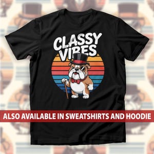 Stijlvol bulldog-gentleman-T-shirt, stoere hond met hoge hoed en sweatshirt met monocle, Pet Lover Vintage Vibe Seeker-hoodie, verfijnd dierenshirt