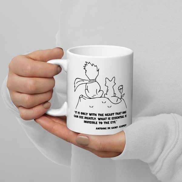 The Little Prince Mug, Ceramic Coffee Mug, Book Lover Mug, Unique Coffee Mug, Literary Quote Tea Cup, Whimsical Drinkware
