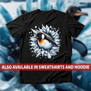 Camiseta de pingüino rompiendo el hielo, sudadera con dibujo de pájaro en 3D, sudadera con capucha de pingüino realista en 3D, camiseta para entusiastas de la naturaleza y fanáticos del Ártico