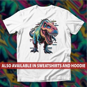 Retro Neon T-Rex Dinosaur T-Shirt, Vibrant Rainbow Jurassic Sweatshirt, Prehistoric Dino Lover Hoodie, Fossil Geeks & Adventure Fans Tee