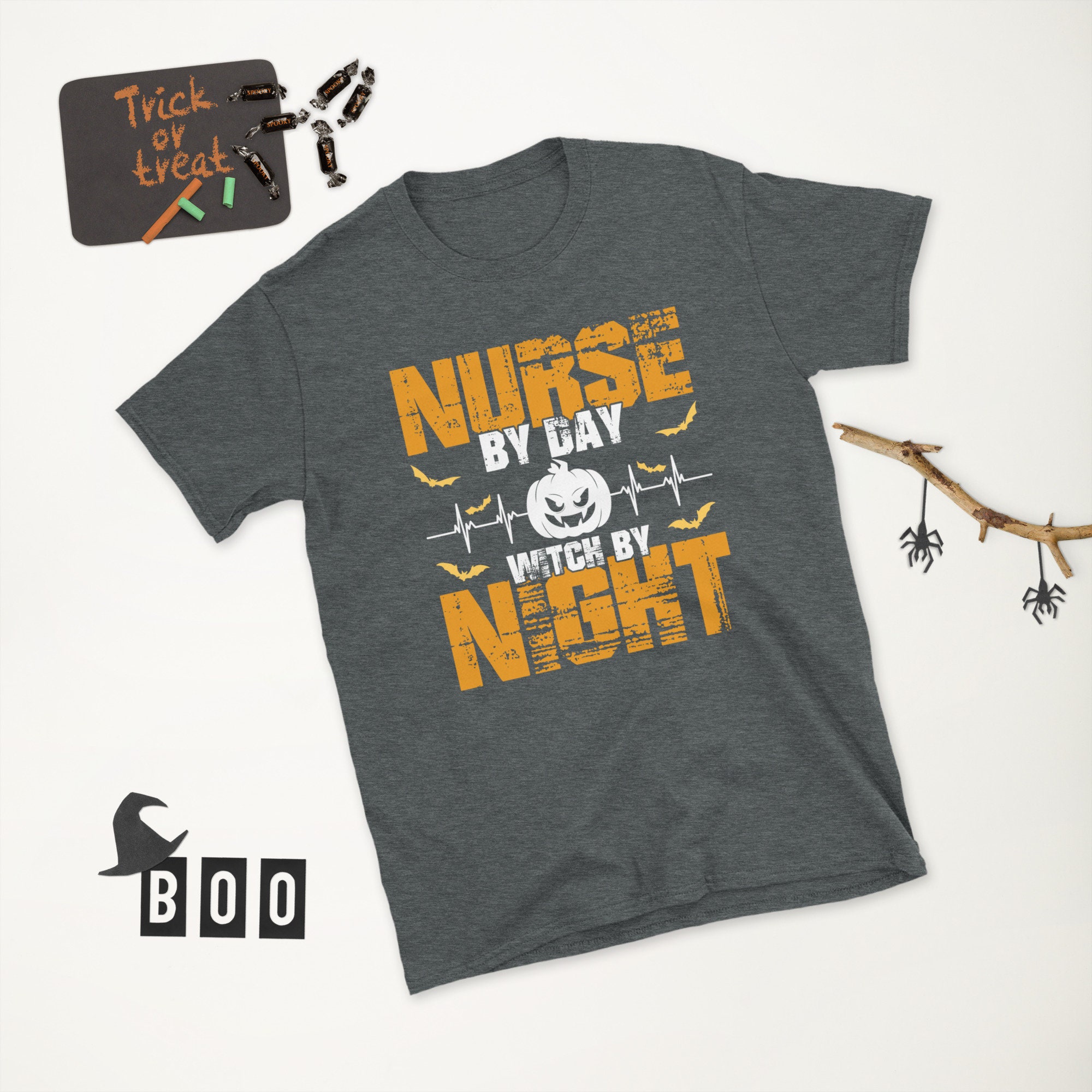 Discover Nurse By Day Witch By Night Halloween Unisex T-Shirt Funny Nursing Spooky Nurse Pumpkin Gift Tee Top