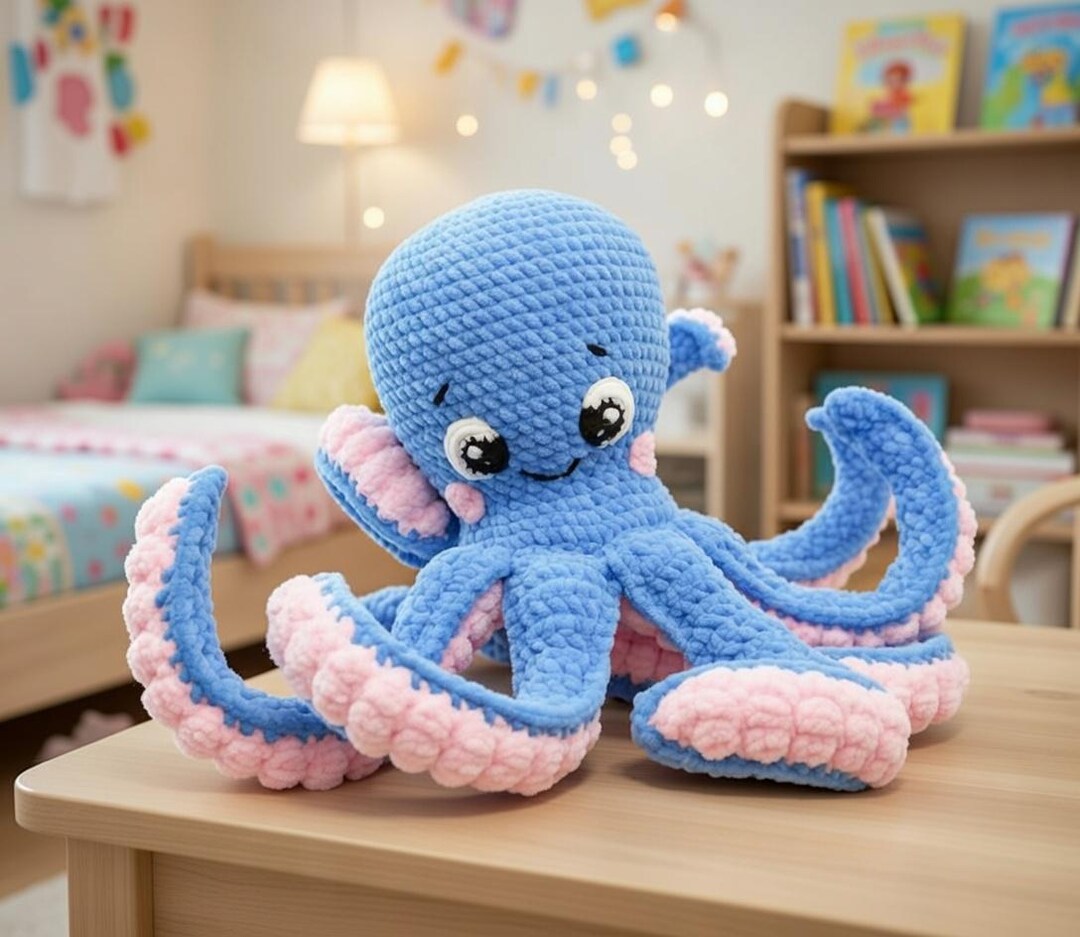 Crochet Octopus Pattern PDF Cute Amigurumi Octopus Plush Soft Sea 