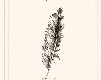 May include: A book cover with a cream background and a thin gold border. The text reads #1 NEW YORK TIMES BESTSELLER, Theo of Golden, a novel, and Allen Levi. A detailed black ink illustration of a single feather is centred on the cover.