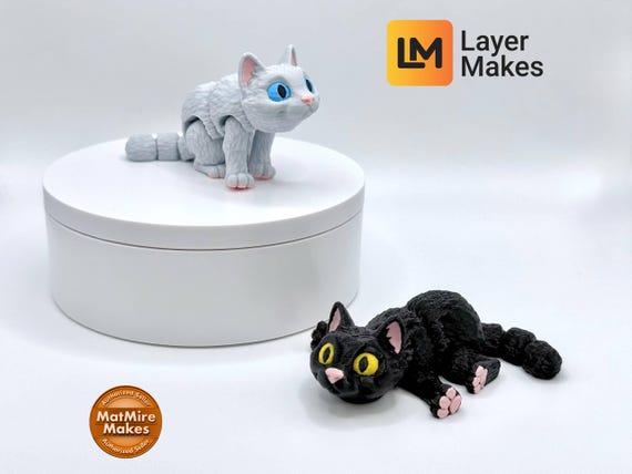 Articulated 3D Printed Mini Cat – Desk Fidget Toy / Cat Lover Gift – Full Color