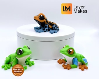 Articulated 3D Printed Mini Frog Magnet – Desk Toy / Fridge Decor / Frog Lover Gift