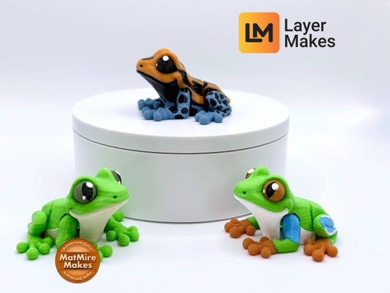 Articulated 3D Printed Mini Frog Magnet – Desk Toy / Fridge Decor / Frog Lover Gift