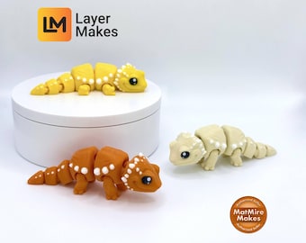 3D Printed Articulated Bearded Dragon | Poseable Desk Toy, Fidget Reptile