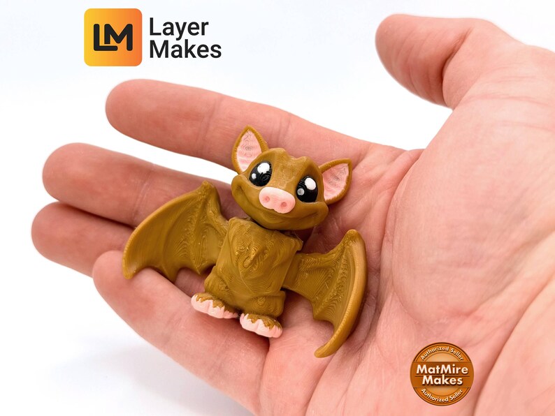 Articulated Mini Bat Figurine | 3D Printed Posable Desk Toy for Bat ...
