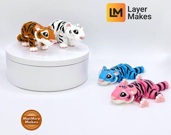 Articulated Mini Tiger Figurine | 3D Printed Posable Desk Toy for Tiger Lovers