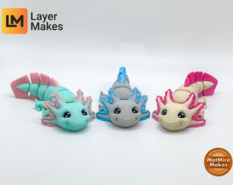 Articulated Mini Axolotl Figurine | 3D Printed Posable Desk Toy for Axolotl Lovers