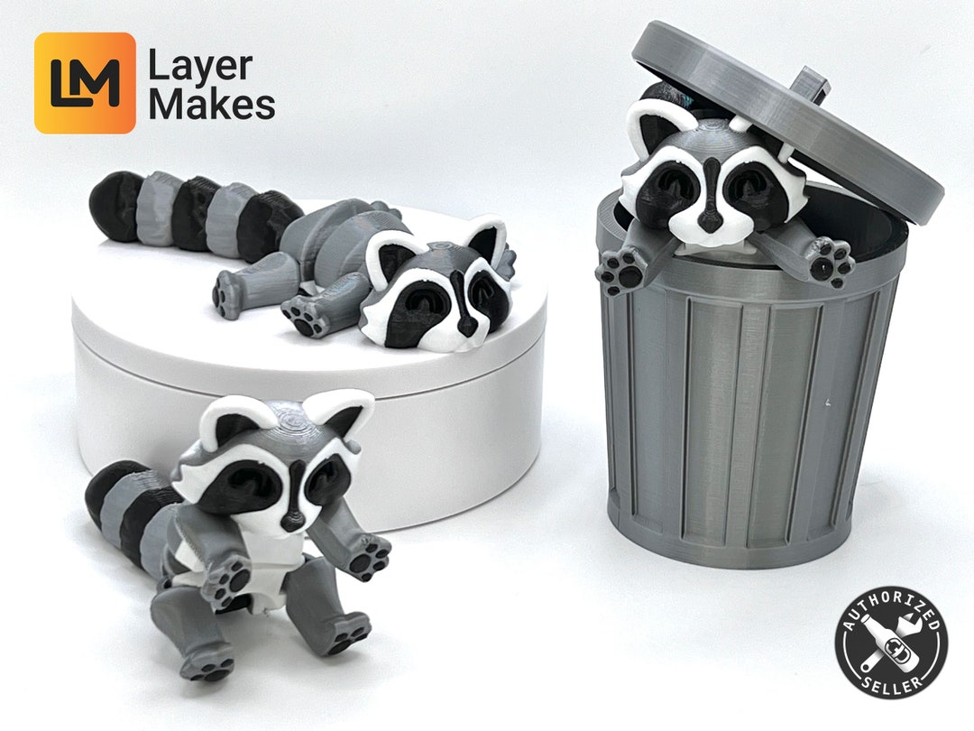 3D Printed Articulated Raccoon multi-color - Etsy