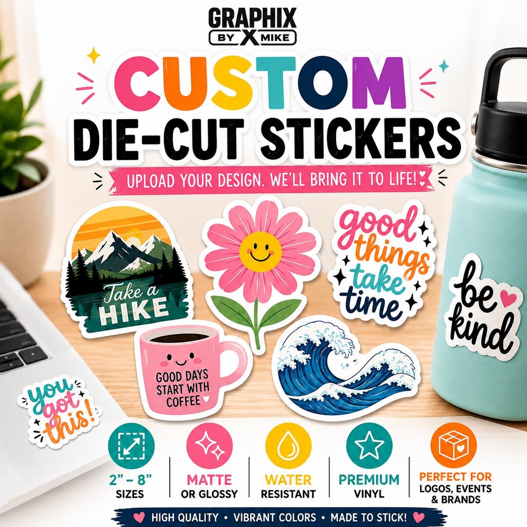Custom Die Cut Stickers | Waterproof Vinyl Decals (glossy) - Etsy