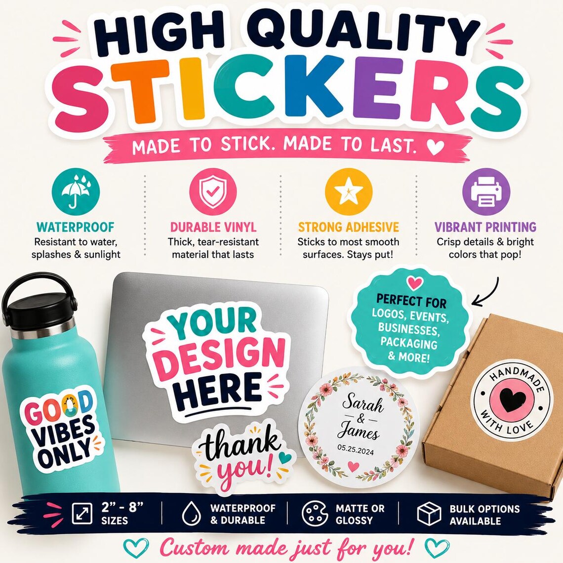 Custom Die Cut Stickers | Waterproof Vinyl Decals (glossy) - Etsy