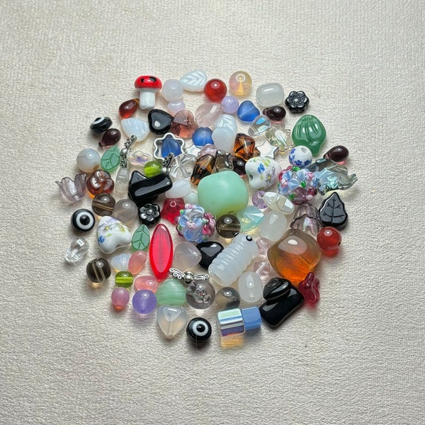 transylvania bead soup, bead mix, czech glass beads, stars, diy, lampwork, jewelry making, y2k, coquette, heart, fairycore, charm, gift idea