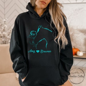 Custom Horse Hoodie, Personalized Girl and Her Horse Hoodie, Horse Lover Gift, Horse Rider Gift, Horse Owner Gift, Horse Trainer Gift