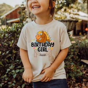 Custom Cute Horse Toddler Shirt, Personalized Horse Birthday Name Birthday Equestrian Rider Kid Shirt, Horse Trainer Gift, Who Loves Horses