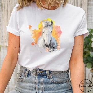 Custom Horse Name Shirt, Personalize Horse Watercolor Horse Riding Funny Horse Horseback Riding Ride Shirt