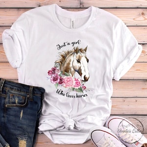 Horse Shirt, Girls Love Horses Flower Equestrian Horseback Shirt, Horse Lover Gift, Horse Rider Gift, Horse Owner Gift, Horse Trainer Gift