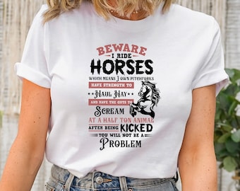 Horse Shirt, Beware I Ride Horses Men's Equestrian Horseback Shirt, Horse Lover Gift, Horse Rider Gift, Horse Owner Gift, Horse Trainer Gift