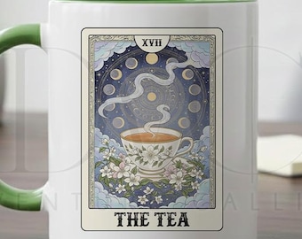 The Tea Tarot Mug, Moon Phases Witchy Cup, Witchy Spiritual Mug, Mystical Tea Lover Gift PL0274