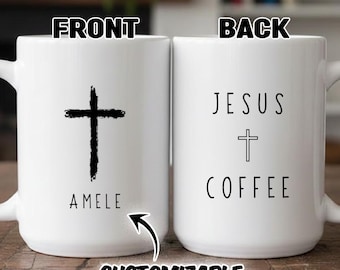 Personalized Christian Mug, Jesus Coffee Mug, Custom Name Cross Mug, Religious Gift, Faith Coffee Cup PL0378