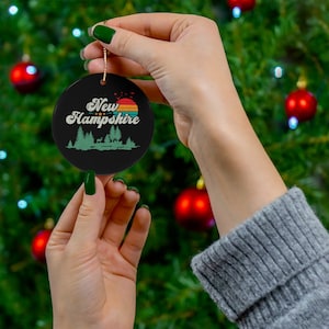 New Hampshire Ceramic Ornament, New Hampshire 4000 Footers Mt Washington Valley Hike NH48 Peaks Adventure Ornament - JOR028ALL