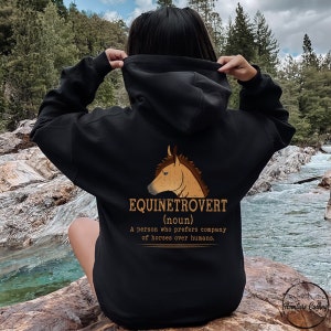 Horse Back Hoodie, Equinetrovert Definition Equestrian Horseback Back Hoodie, Horse Lover Gift, Horse Rider Gift, Horse Owner Gift
