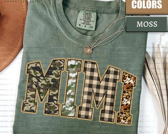 Mimi Hunting Camo Comfort Colors Shirt, Camo Leopard Plaid Grandma Tee, Trendy Nana Gift, Mother’s Day Gift for Grandma PL0709