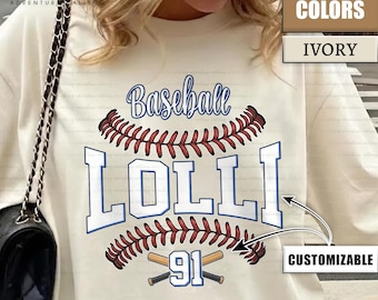 Personalized Lolli Baseball Shirt Comfort Colors, Custom Name and Number Tee, Baseball Grandma Shirt, Sports Family Gift PL0805