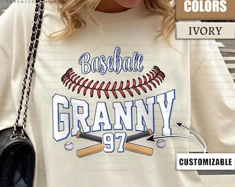 Personalized Granny Baseball Shirt Comfort Colors, Custom Name and Number Tee, Baseball Grandma Shirt, Sports Family Gift PL0800