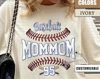 Personalized Mommom Baseball Shirt Comfort Colors, Custom Name and Number Tee, Baseball Grandma Shirt, Sports Family Gift PL0801