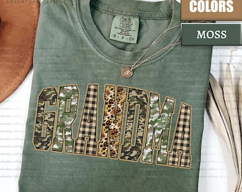 Grandma Hunting Camo Comfort Colors Shirt, Camo Leopard Plaid Grandma Tee, Trendy Nana Gift, Mother’s Day Gift for Grandma PL0707