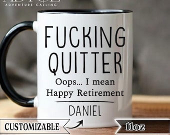Funny Retirement Mug, Personalized Retirement Gift, Quitting Job Mug, Custom Name Coffee Mug, Coworker Gift PL0417