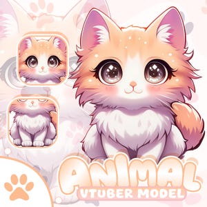 Pet Vtuber Model,vtuber assets,Cute vtuber animal,Custom commission,Cat Vtuber Model,Vtuber rigging,live stream,vtuber pet,vtuber animal