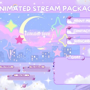 Animated Purple Cute Stream, Stream Package, Purple Stream Overlay Animation, Twitch Alerts, Youtube, Cozy Twitch Overlay Package, Purple