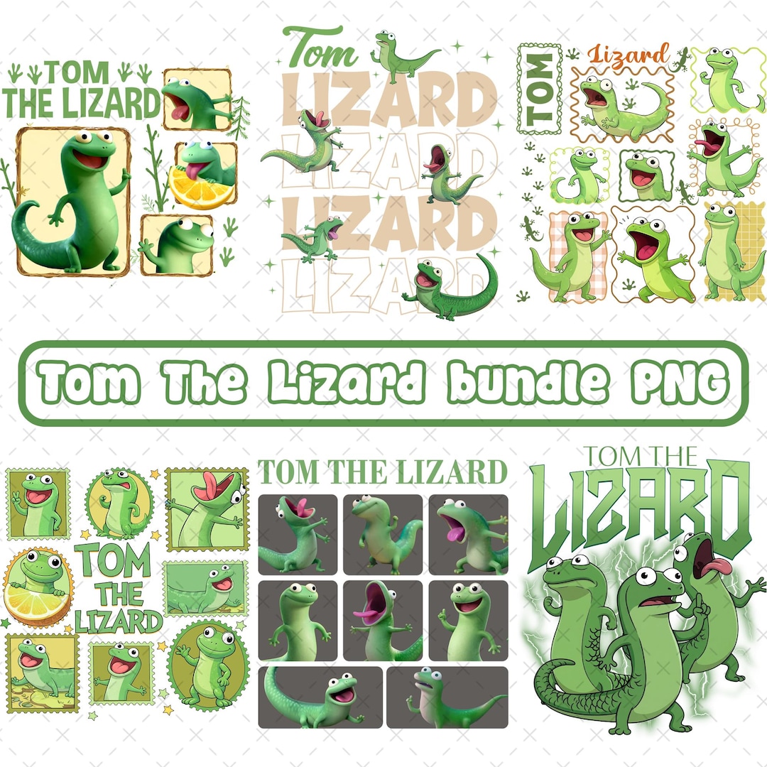 Funny Tom the Lizard Hoppers 2026 Png Bundle, Tom Lizard Png, Lizard ...