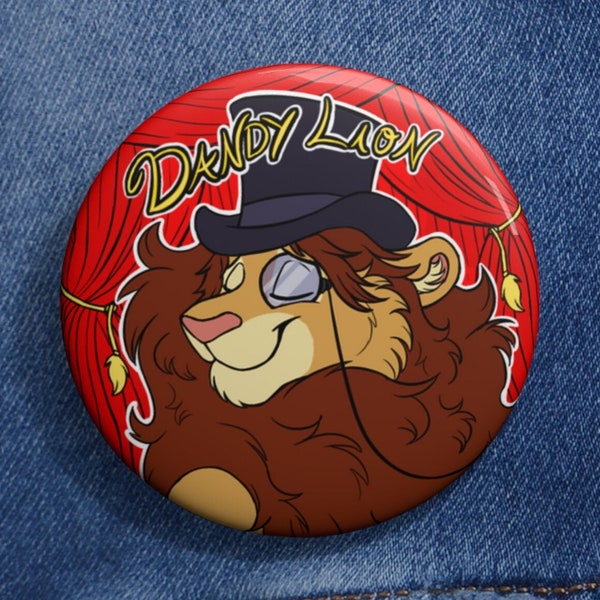 Dandy Lion Furry Pinback Button