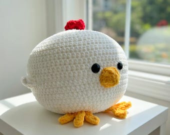 Padrão de crochê em PDF para galinha de pelúcia, brinquedo amigurumi fofo, animal de fazenda fácil de fazer