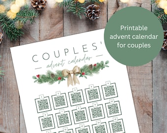 Couples advent calendar. Christmas Countdown. Christmas Advent Calendar. Printable Advent Calendar. Couples Christmas Activities.