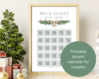 Calendario dell'Avvento personalizzato. Calendario dell'avvento per coppie. Conto alla rovescia di Natale. Calendario dell'Avvento di Natale.