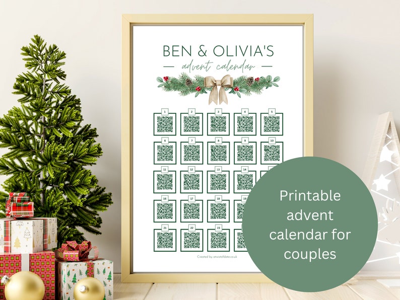 Personalised Advent Calendar. Couples Advent Calendar. Christmas