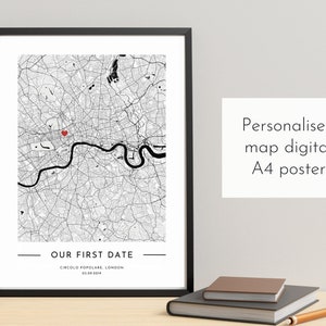 Personalisiertes Kartenposter. Valentinstag Geschenk für Sie. Valentinstag Geschenkidee.