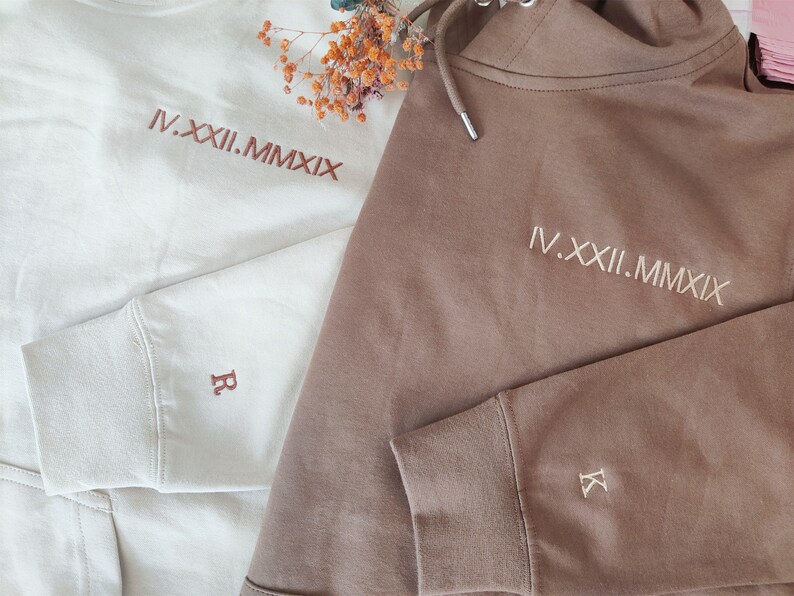 Embroidered Anniversary Date Hoodie Roman Numerals Couples Etsy Canada