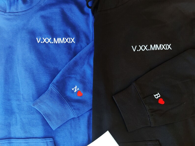 Embroidered Anniversary Date Hoodie Roman Numerals Couples Etsy Canada