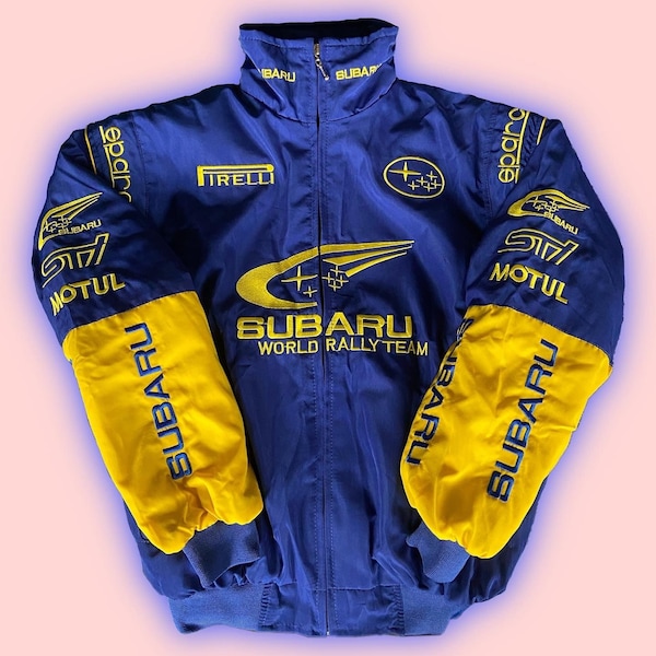 Kurtka rajdowa Subaru | Vintage kurtka F1 | Kurtka bomberka wyścigowa | Odzież uliczna | Oldschool | Formuła 1 | Rajd | Kurtka samochodowa |