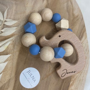 Gripping ring / motor skills toy Animal Wild Gripping ring personalized Gripping ring with name Gripping ring made of wood and silicone beads image 3