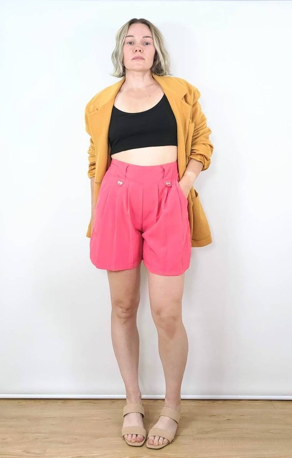 Vintage 90s coral pleated trouser shorts