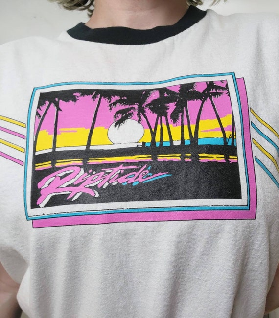 Vintage 80s riptide graphic ringer tee/ mens/wome… - image 7