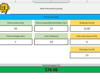 Calculadora de venta de productos láser **Archivo DIGITAL** Excel